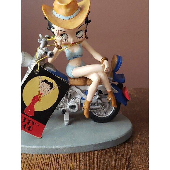 Betty Boop Blue Easy Rider Motorcycle Howdy Cowgirl Hat 2001 King Features READ - Picture 2 of 14